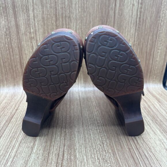 UGG Taryn Brown Leather Wedge Heeled Ankle Booties Boots Women’s Size 7 - Picture 6 of 8